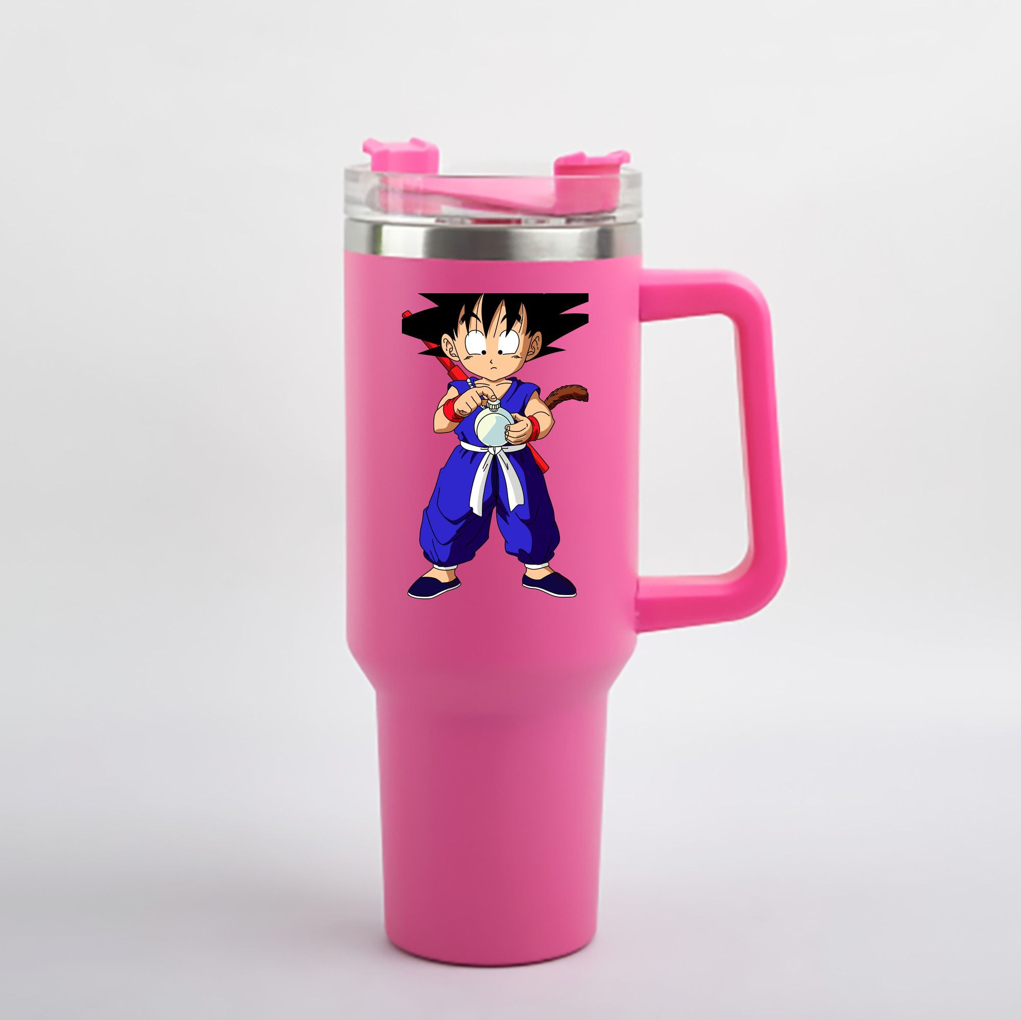 （画像用） ドラゴンボール 孫悟空（そん ごくう）Son Goku カカロット DRAGON BALL Kakarotto 1200mL車用タンブラー - クリスタルステッカー（プラスチックストロー付き）